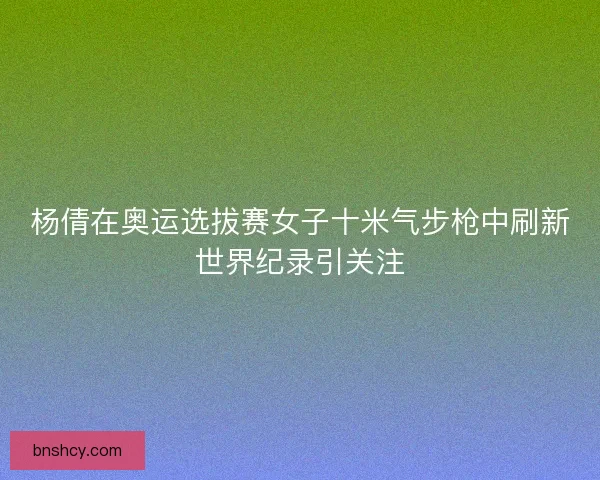 杨倩在奥运选拔赛女子十米气步枪中刷新世界纪录引关注