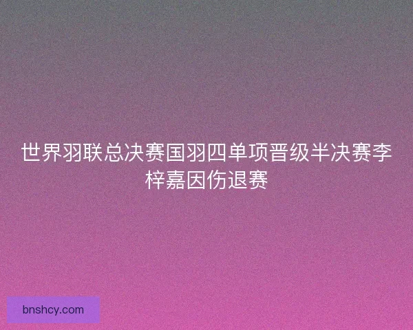 世界羽联总决赛国羽四单项晋级半决赛李梓嘉因伤退赛